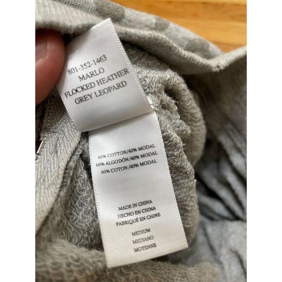 Rails Marlo Women's M Gray Sweatshirt Cotton Leopard Print Side Zip Minimalist - Picture 4 of 10